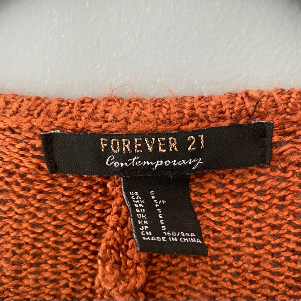 Forever 21 Copper Orange Cardigan Sweater Small Oversized - Picture 2 of 8